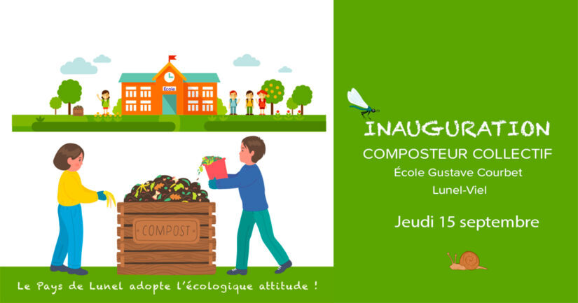Inauguration du composteur collectf de l'école Gustave COURBET, le 15 septembre sur Lunel-Viel